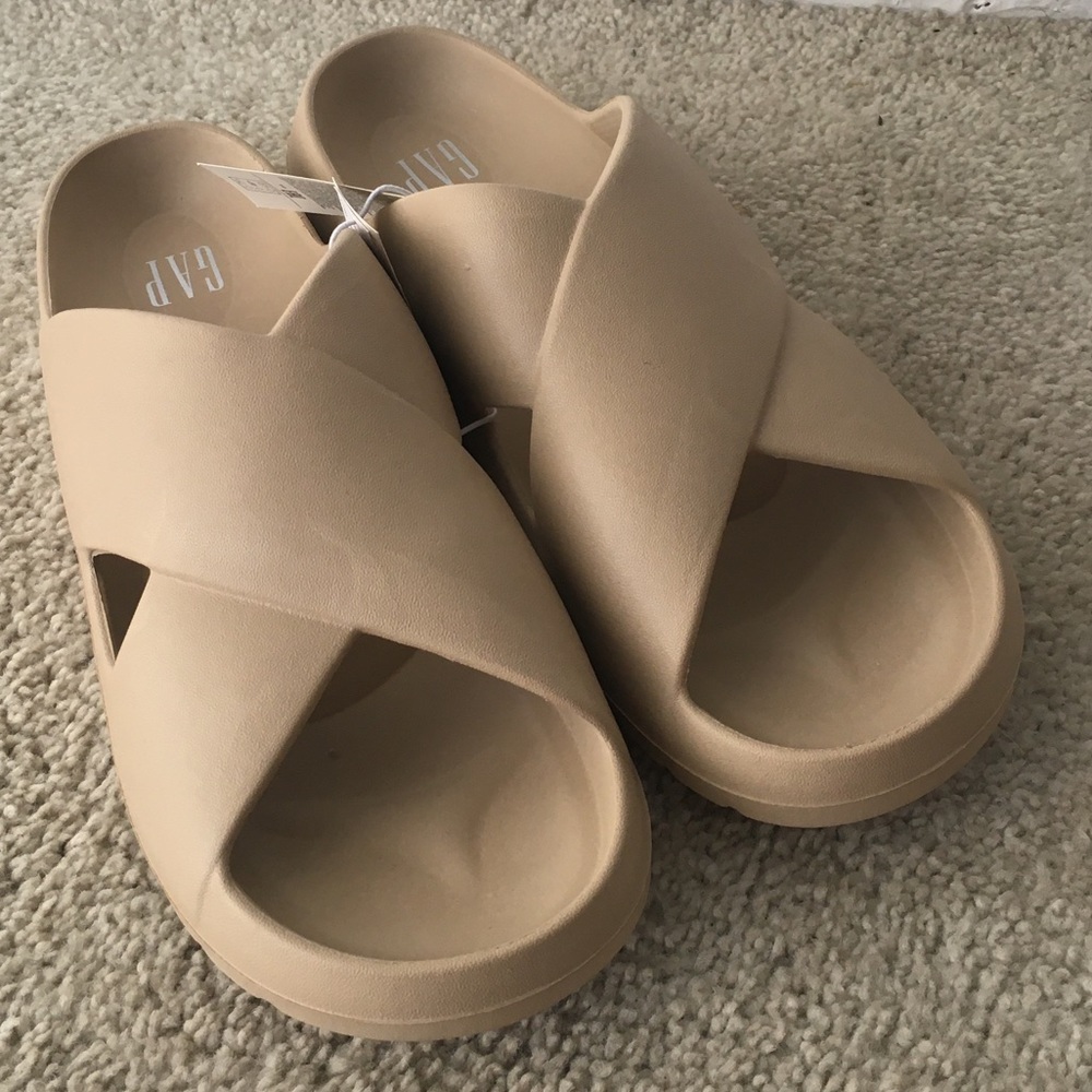 GAP Beige Crisscross Slide Sandals